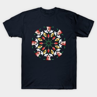 Christmas Ornament Mandala Red Green Yellow T-Shirt